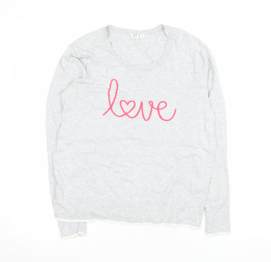 GAP Women Grey Love Cotton Jumper Size S Crew Neck Pullover