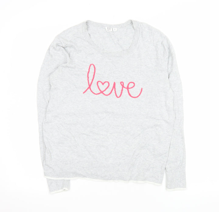 GAP Women Grey Love Cotton Jumper Size S Crew Neck Pullover