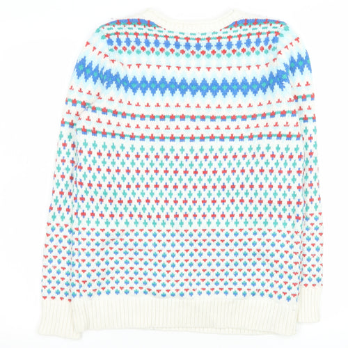 Lands' End Men's Multicoloured Fair Isle Cotton Blend Pullover Jumper Small