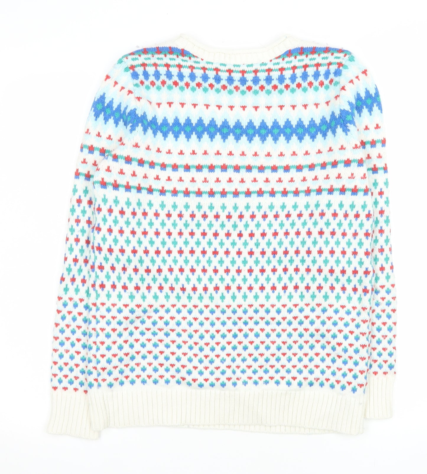 Lands' End Men's Multicoloured Fair Isle Cotton Blend Pullover Jumper Small