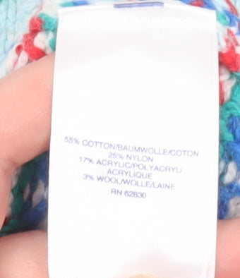 Lands' End Men's Multicoloured Fair Isle Cotton Blend Pullover Jumper Small