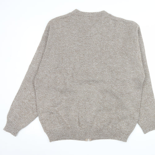 Chums Men's Beige Aztec Full Zip Knit Jumper Size M