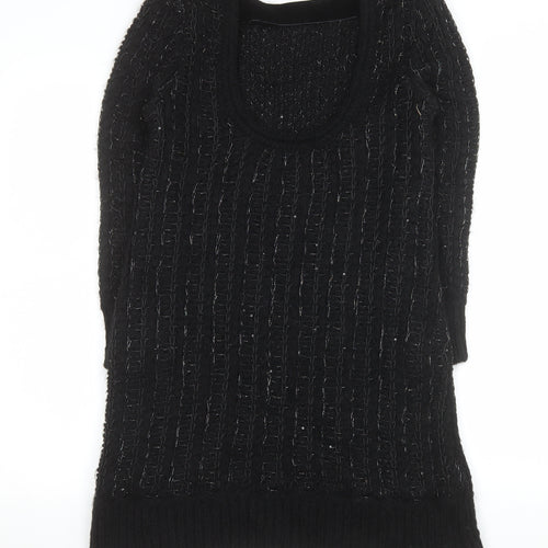 Zara Women Black Wool Blend Long Sleeve Jumper Dress Size 8