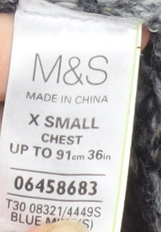 Marks and Spencer Men's Grey XS High Neck 1/2 Zip Chunky Knit Jumper
