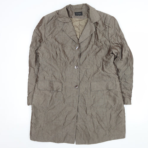 Linea Women Beige Long Single-Breasted Blazer Coat Size 16 Classic Fit