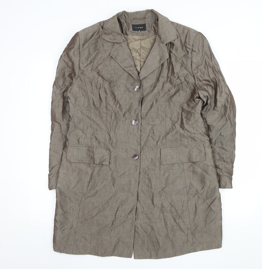 Linea Women Beige Long Single-Breasted Blazer Coat Size 16 Classic Fit