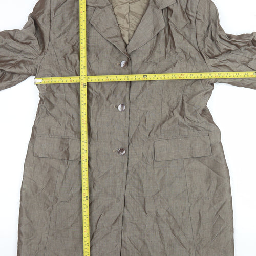 Linea Women Beige Long Single-Breasted Blazer Coat Size 16 Classic Fit