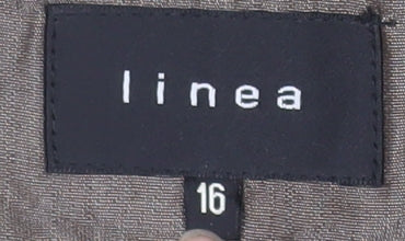 Linea Women Beige Long Single-Breasted Blazer Coat Size 16 Classic Fit