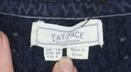 Fat Face Women’s Blue Cable-Knit Pullover Jumper UK 10