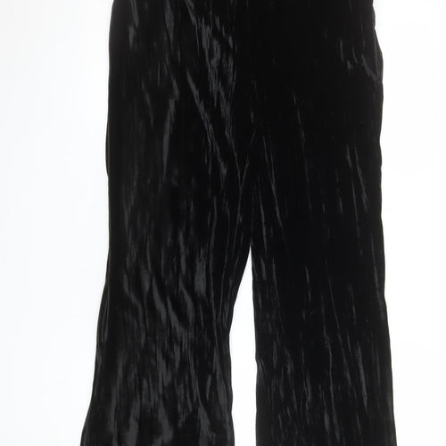 Lanidor Women’s Black Velvet Wide-Leg Trousers Size 12