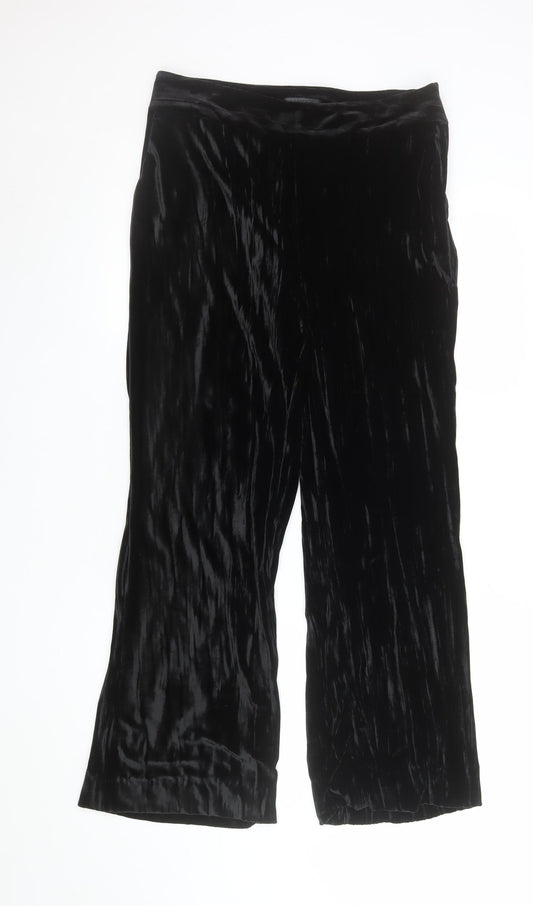 Lanidor Women’s Black Velvet Wide-Leg Trousers Size 12