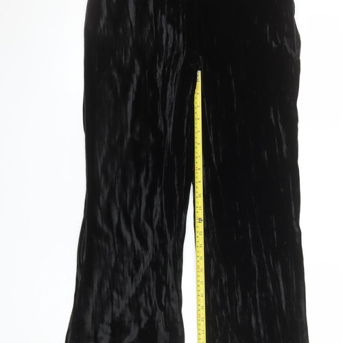 Lanidor Women’s Black Velvet Wide-Leg Trousers Size 12