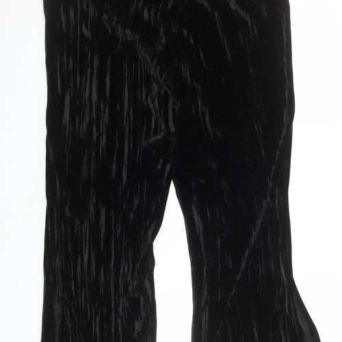 Lanidor Women’s Black Velvet Wide-Leg Trousers Size 12