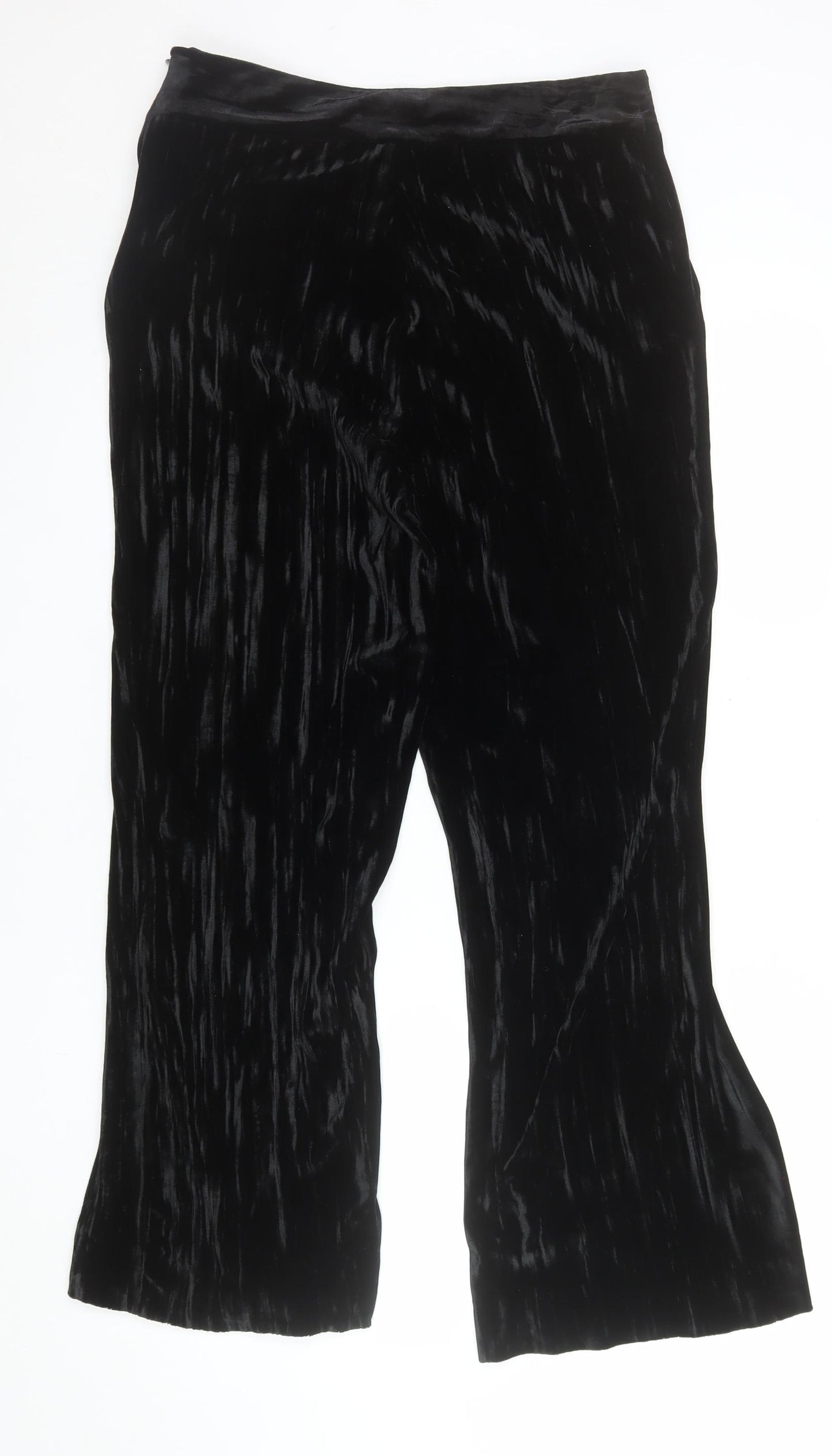 Lanidor Women’s Black Velvet Wide-Leg Trousers Size 12