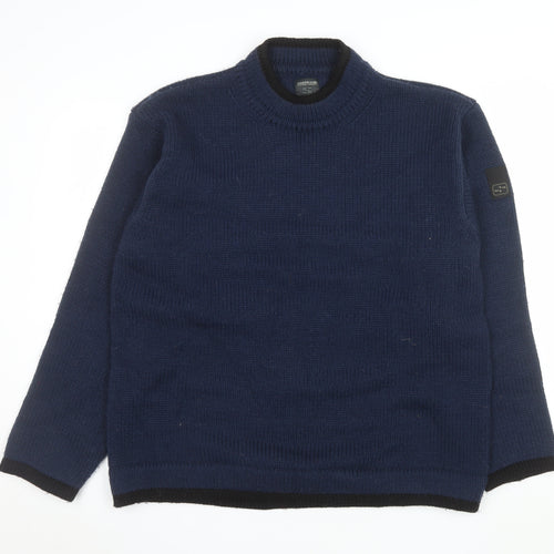 Scotch & Soda Men's Blue Wool Blend Crew Neck Jumper Size L