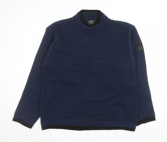 Scotch & Soda Men's Blue Wool Blend Crew Neck Jumper Size L
