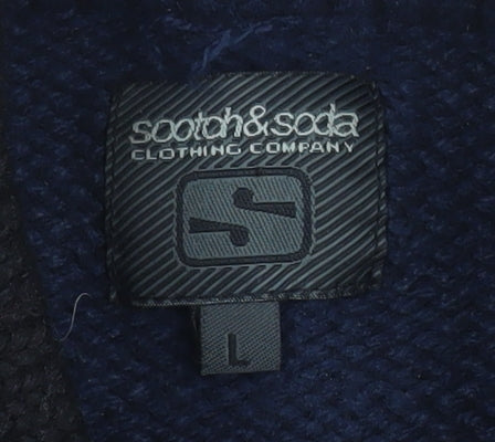 Scotch & Soda Men's Blue Wool Blend Crew Neck Jumper Size L