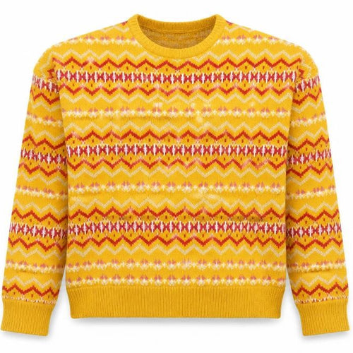 Wednesday's Girl Women's Yellow Geometric Knit Pullover Jumper XS