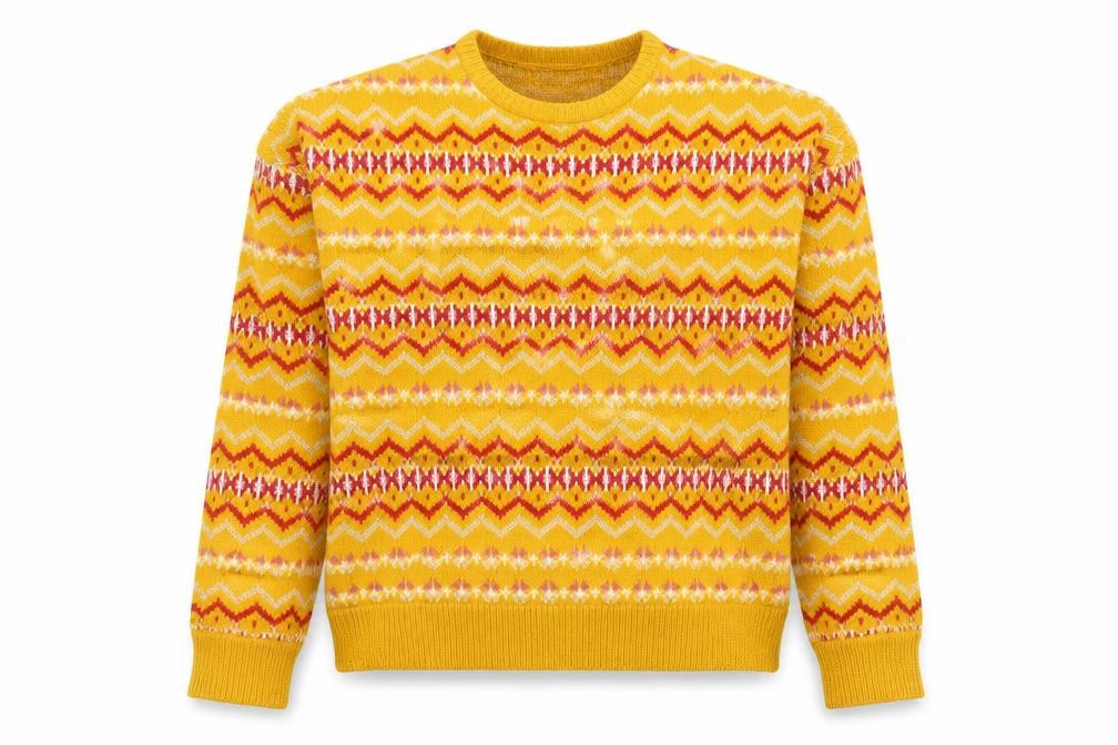 Wednesday's Girl Women's Yellow Geometric Knit Pullover Jumper XS