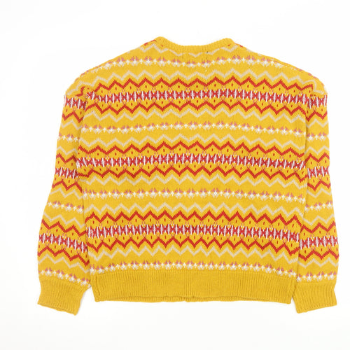 Wednesday's Girl Women's Yellow Geometric Knit Pullover Jumper XS