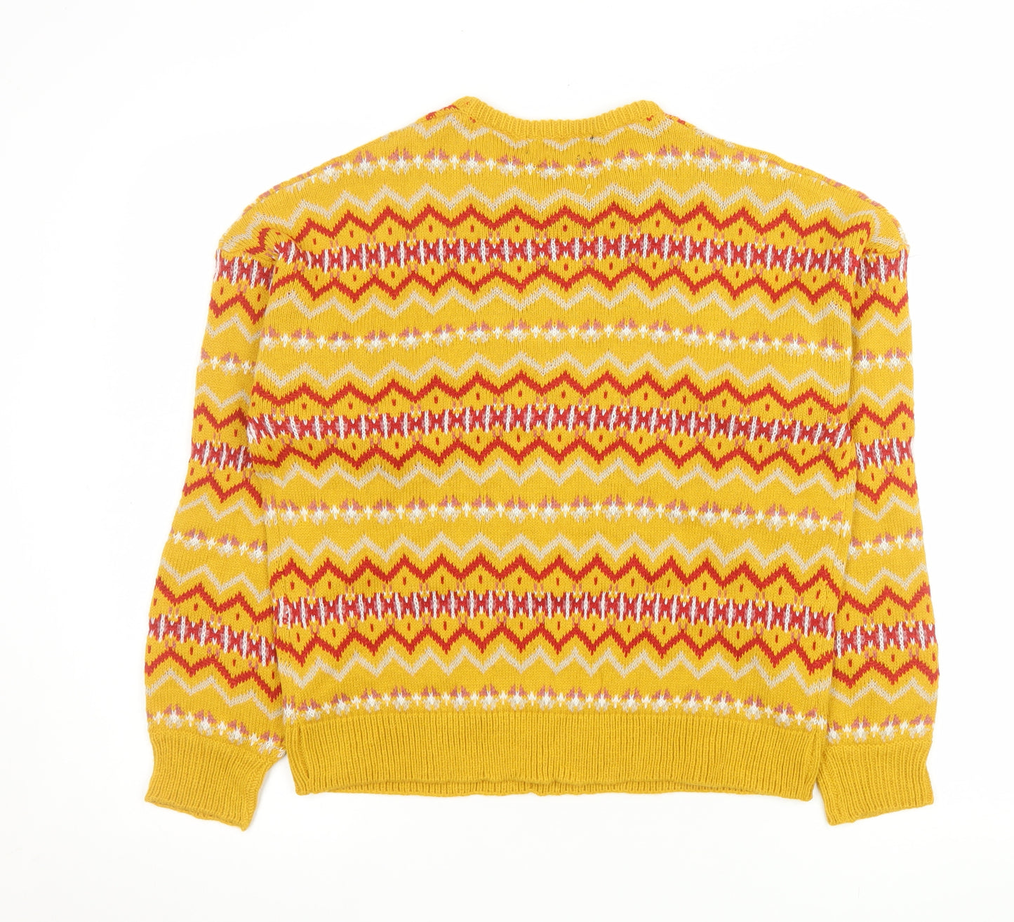 Wednesday's Girl Women's Yellow Geometric Knit Pullover Jumper XS