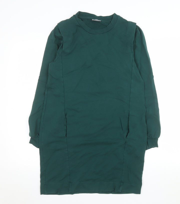 Oliver Bonas Women Green Size 10 Shift Dress Long Sleeve Casual