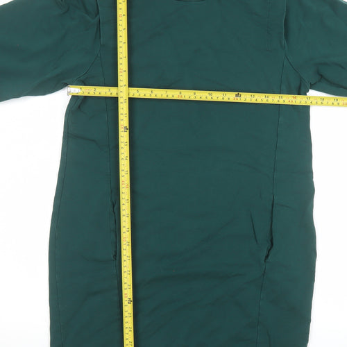 Oliver Bonas Women Green Size 10 Shift Dress Long Sleeve Casual