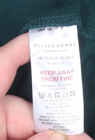 Oliver Bonas Women Green Size 10 Shift Dress Long Sleeve Casual