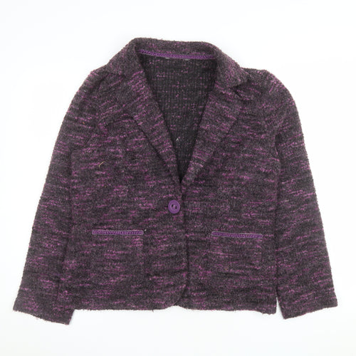 Marks and Spencer Women Purple Bouclé Blazer UK 16 Single-Breasted Jacket