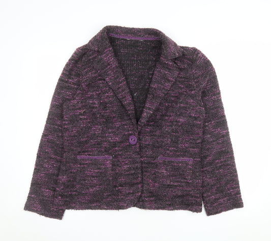 Marks and Spencer Women Purple Bouclé Blazer UK 16 Single-Breasted Jacket