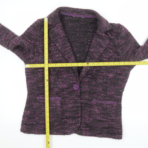 Marks and Spencer Women Purple Bouclé Blazer UK 16 Single-Breasted Jacket