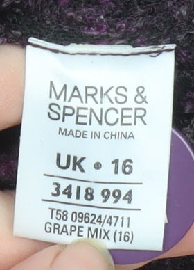 Marks and Spencer Women Purple Bouclé Blazer UK 16 Single-Breasted Jacket
