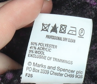 Marks and Spencer Women Purple Bouclé Blazer UK 16 Single-Breasted Jacket