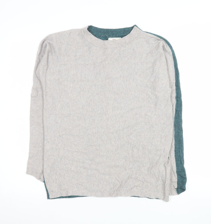 White Stuff Women’s Grey & Teal Reversible Jumper UK 8 Merino Wool Blend
