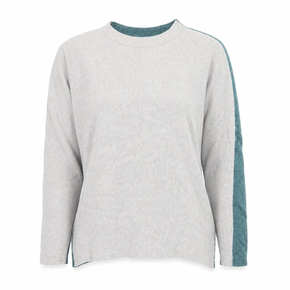 White Stuff Women’s Grey & Teal Reversible Jumper UK 8 Merino Wool Blend