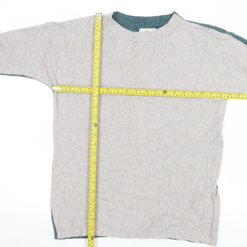 White Stuff Women’s Grey & Teal Reversible Jumper UK 8 Merino Wool Blend