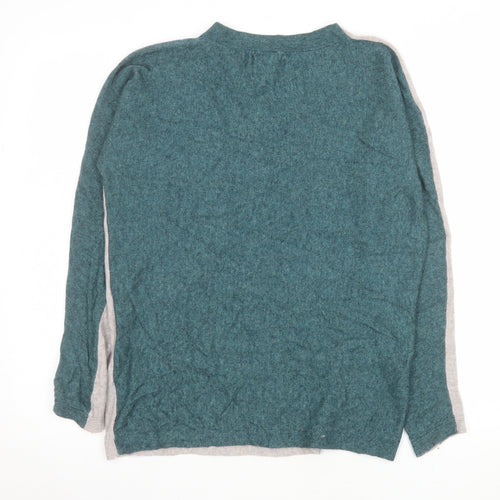 White Stuff Women’s Grey & Teal Reversible Jumper UK 8 Merino Wool Blend