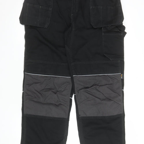 CAT Men's Black Cargo Workwear Trousers UK 34L Durable Pockets
