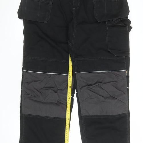CAT Men's Black Cargo Workwear Trousers UK 34L Durable Pockets