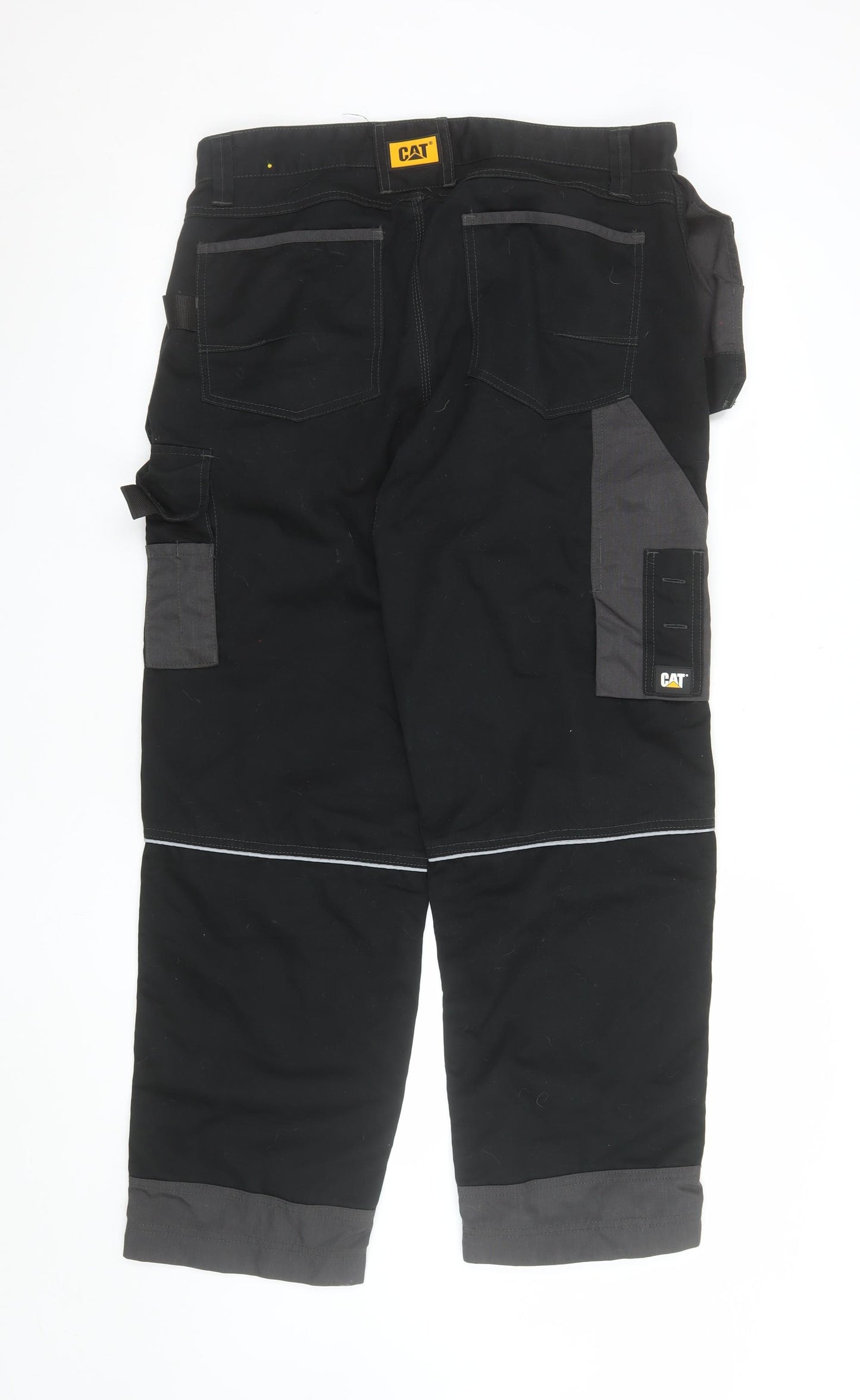 CAT Men's Black Cargo Workwear Trousers UK 34L Durable Pockets