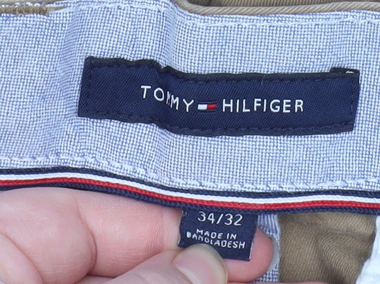 Tommy Hilfiger Men's Beige Chino Trousers 34W 32L Regular Fit Classic Style