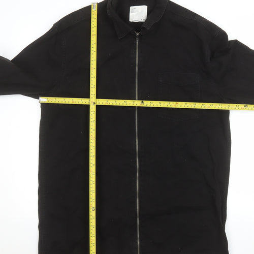 Bershka Men's Black Cotton Full Zip Casual Jacket XL