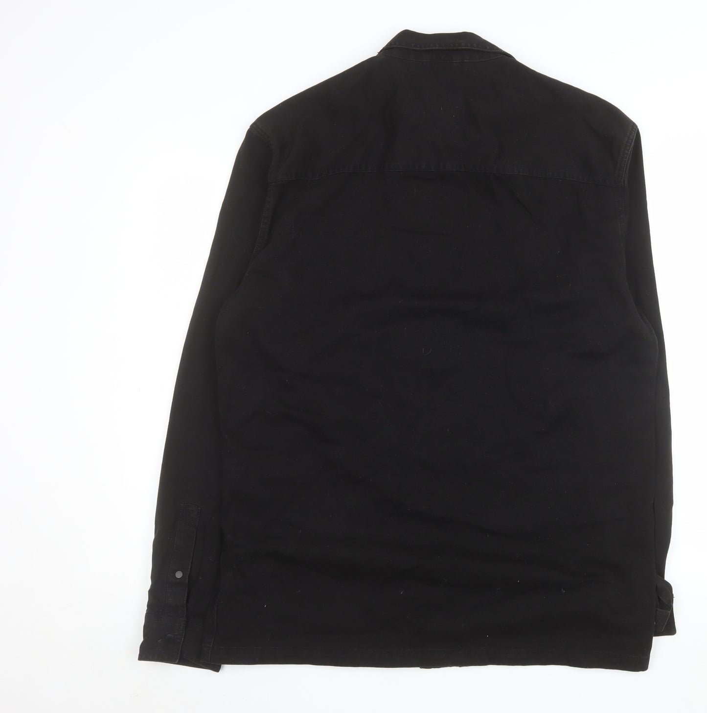 Bershka Men's Black Cotton Full Zip Casual Jacket XL