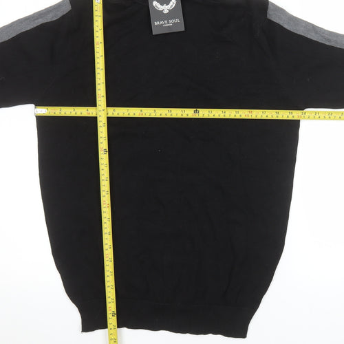 Brave Soul Men's Black Roll Neck Cotton Jumper Size M