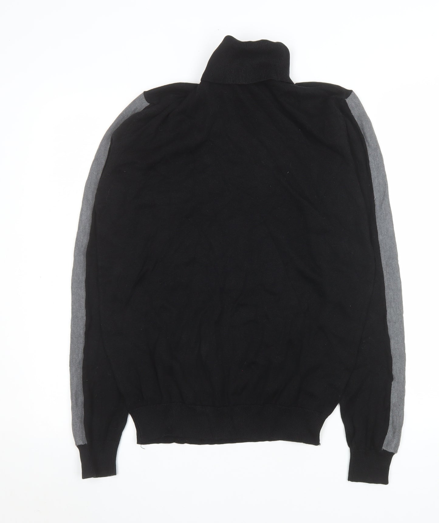 Brave Soul Men's Black Roll Neck Cotton Jumper Size M