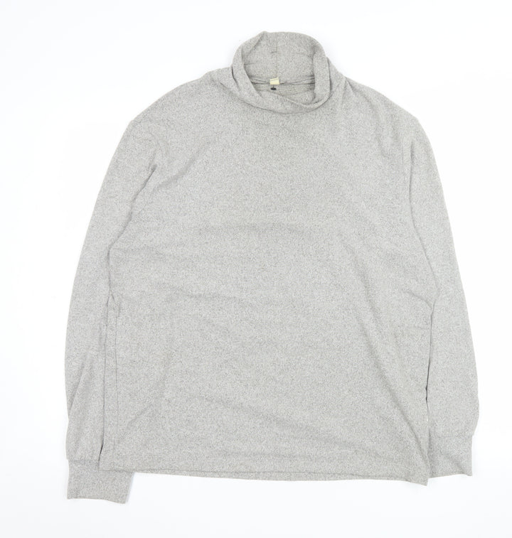 Uniqlo Men Grey Roll Neck Knit Sweatshirt Size L