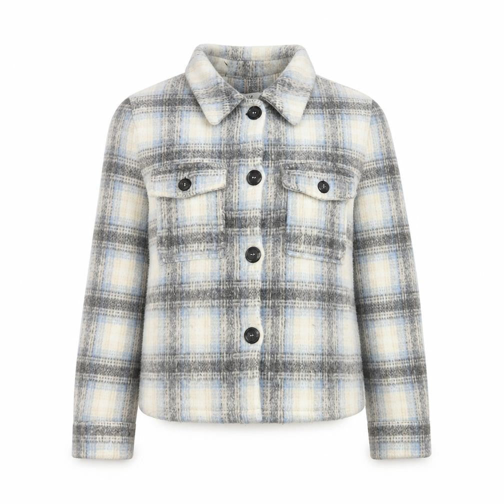Only Womens Multicoloured Checked Button-Up Cropped Jacket Size M