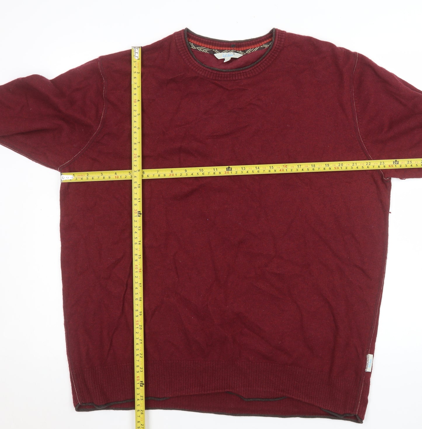 Fat Face Men's Red Cotton Wool Crew Neck Jumper XL