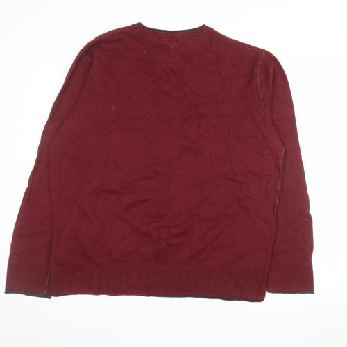 Fat Face Men's Red Cotton Wool Crew Neck Jumper XL