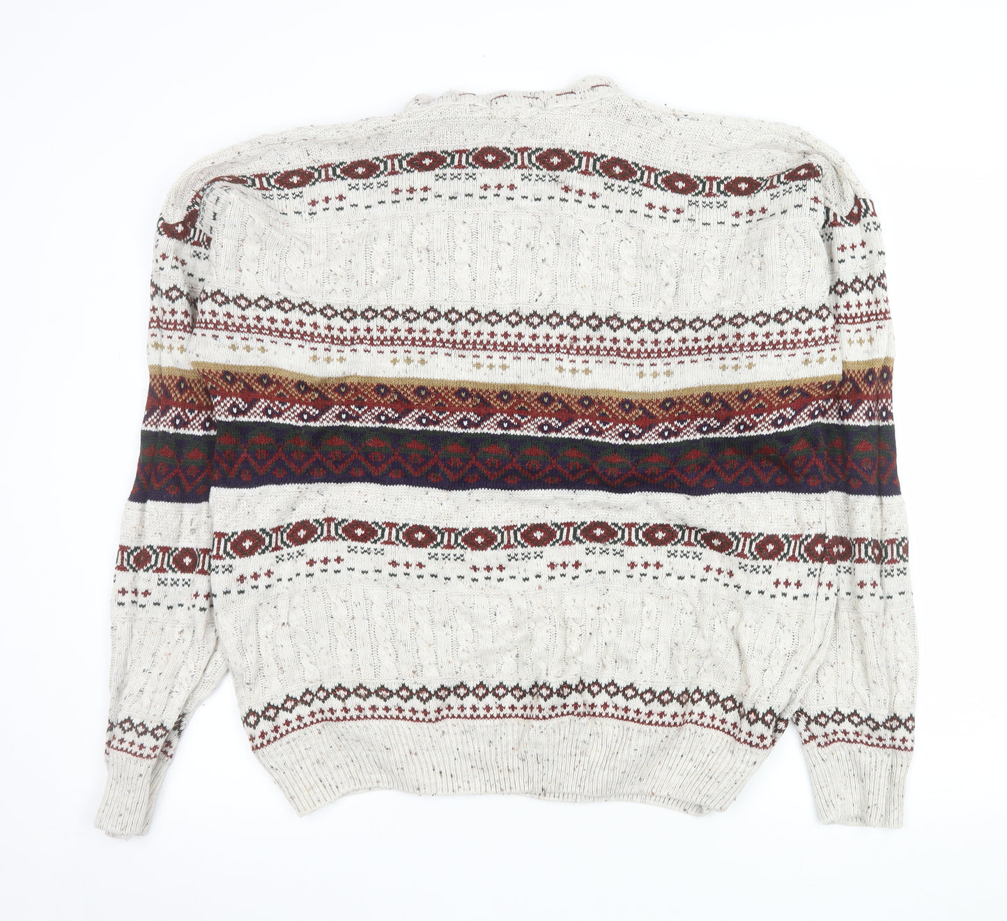 ONUS Men's Multicoloured Fair Isle Wool Blend Crew Neck Jumper XL